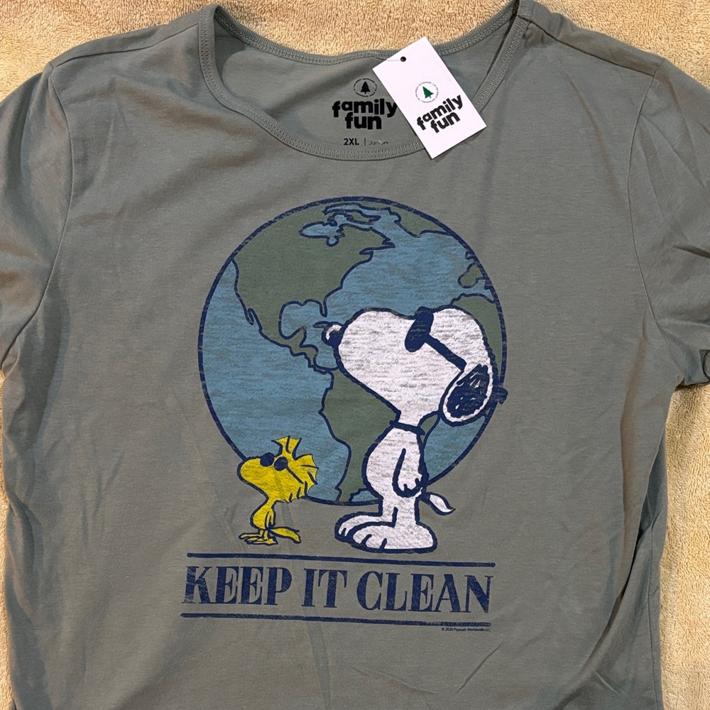 Snoopy 'Keep It Clean' Short Sleeve Tee - Sage